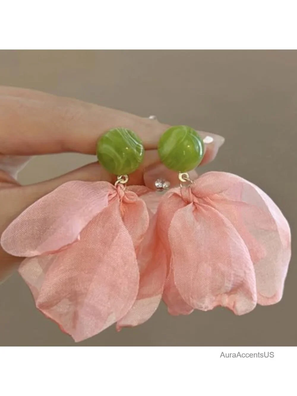 Chunky Big Flower Fabric Dangle Earrings Boho Vintage Large Cloth Floral Stud